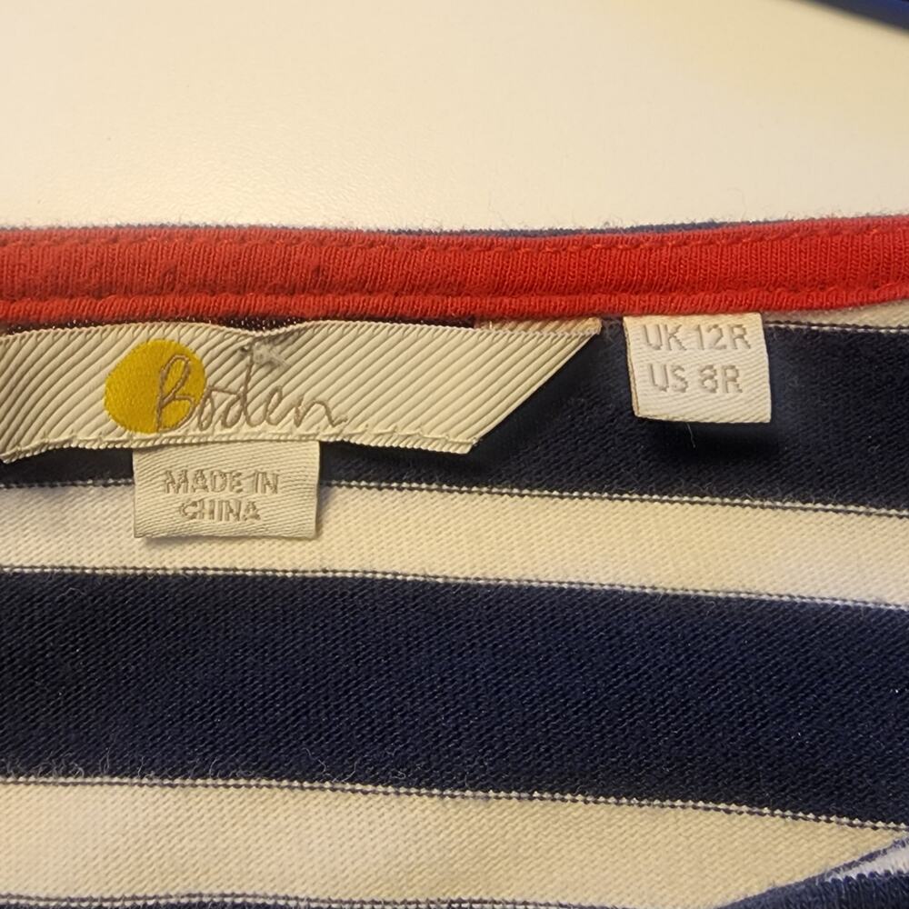 Boden Dress Womens 8R Jersey 3/4 sleeve striped nautical beachy coastal sailor - Picture 5 of 8